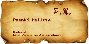 Psenkó Melitta névjegykártya